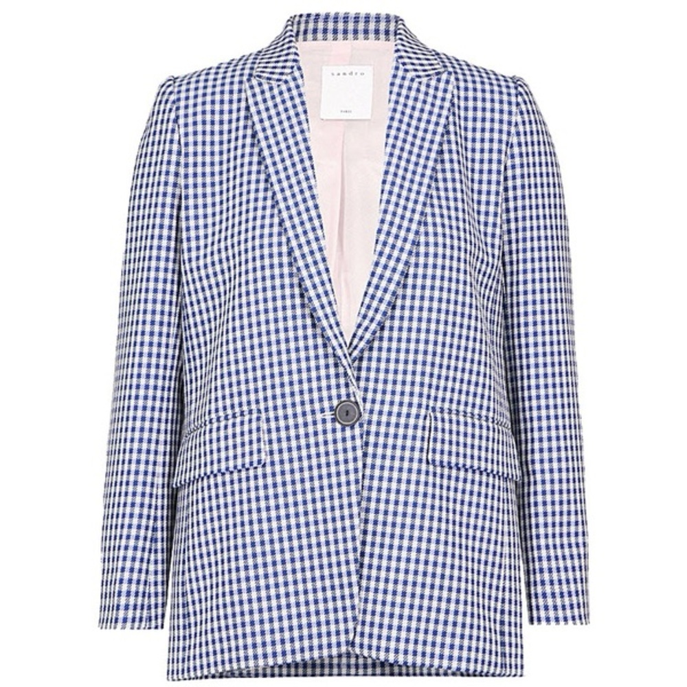 Sandro Navy Houndstooth Women's Blazer Size 4